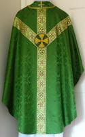 Green Gothic Chasuble traditional, silk damask GL004